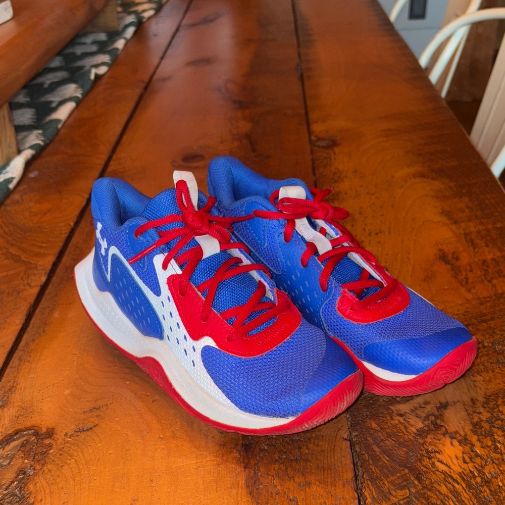Under Armour Kids Blue and Red Athletic Shoes